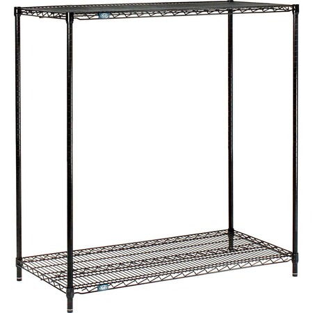 Nexel Black Epoxy, 2 Tier, Wire Shelving Starter Unit, 36W x 14D x 34H 14363B2